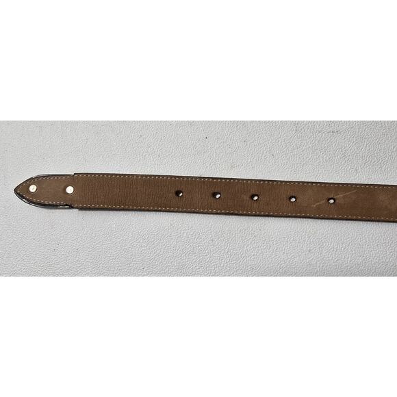 STREETS AHEAD NuBuck Leather Belt Brown Western NBEL Silverplated Buckle Sz M - Picture 11 of 11